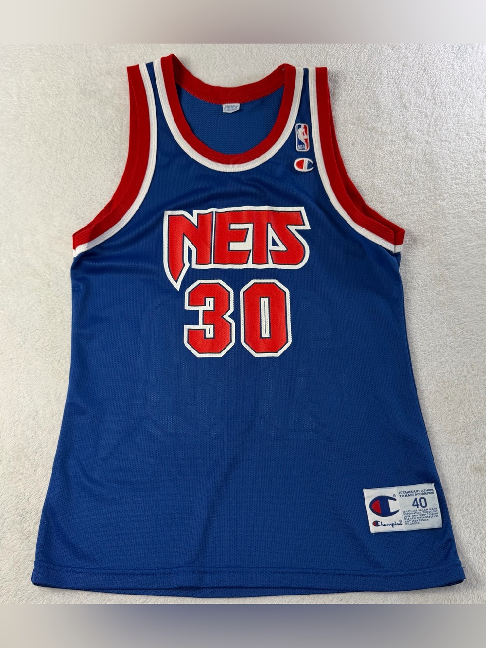 Vintage 90s Champion Nets Kerry Kittles #30 NBA Jersey Men’s Size 40
